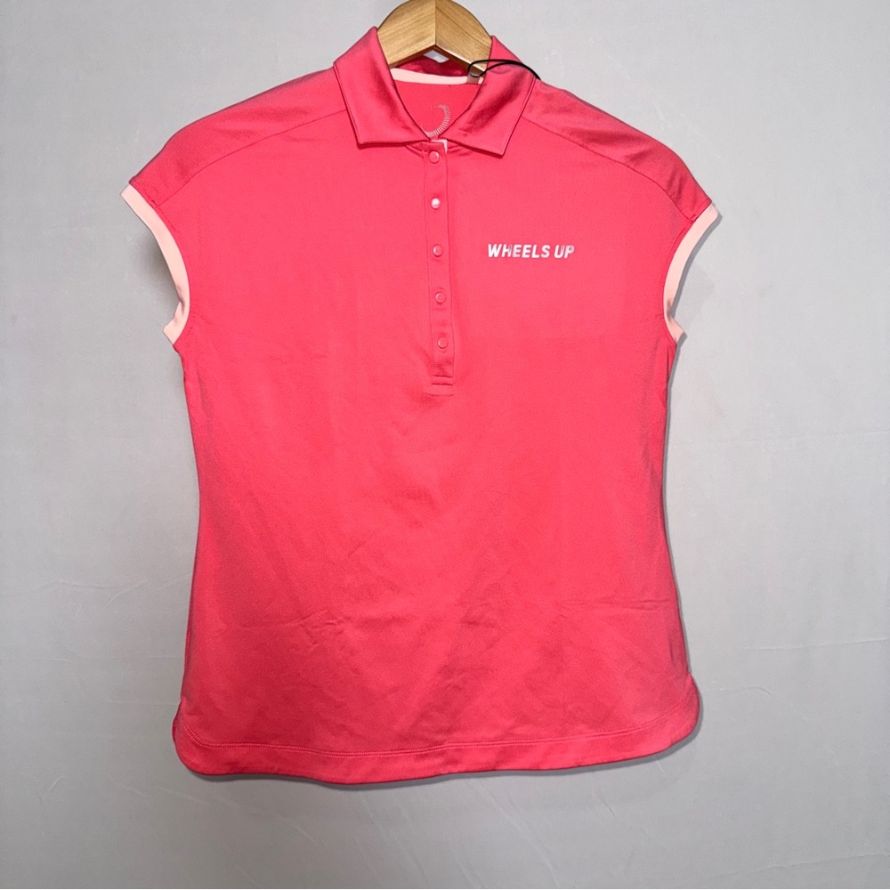 Pink Zero Restriction Bree Cap Sleeve Golf Polo Shirt Wheels Up Coral Crush S‎